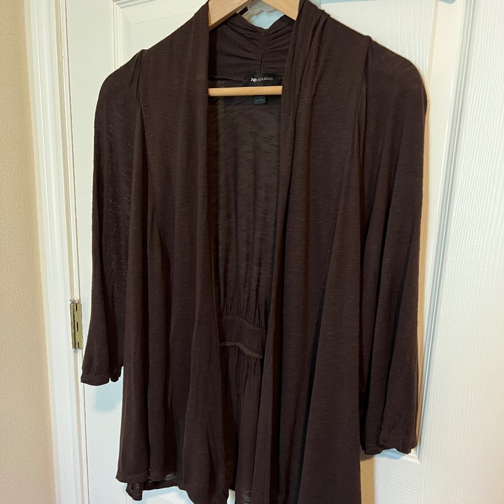 Womens 3/4 Sleeve Lightweight Elbow Sleeve Cardigan CoverUp in Brown Size Medium